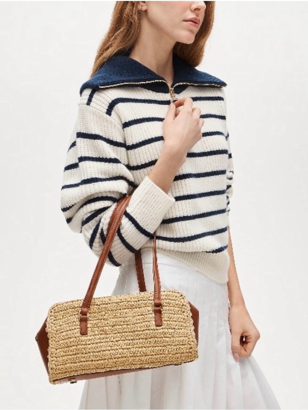 NWT J. Crew Delphine handknotted shoulder bag in straw